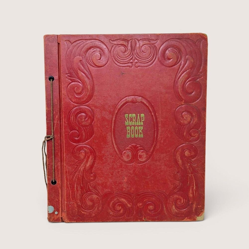 1950s Filled Scrapbook Large Red Embossed Jackie Fairchild 15x12